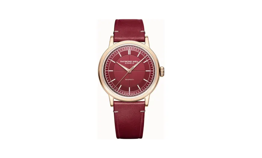 Raymond Weil Millesime Automatic Central Seconds Red Grape Dial Watch, 39 mm
