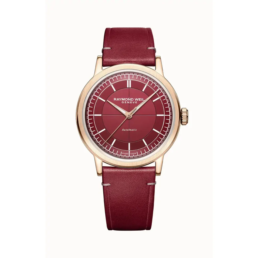 Raymond Weil Millesime Automatic Central Seconds Red Grape Dial Watch, 39 mm