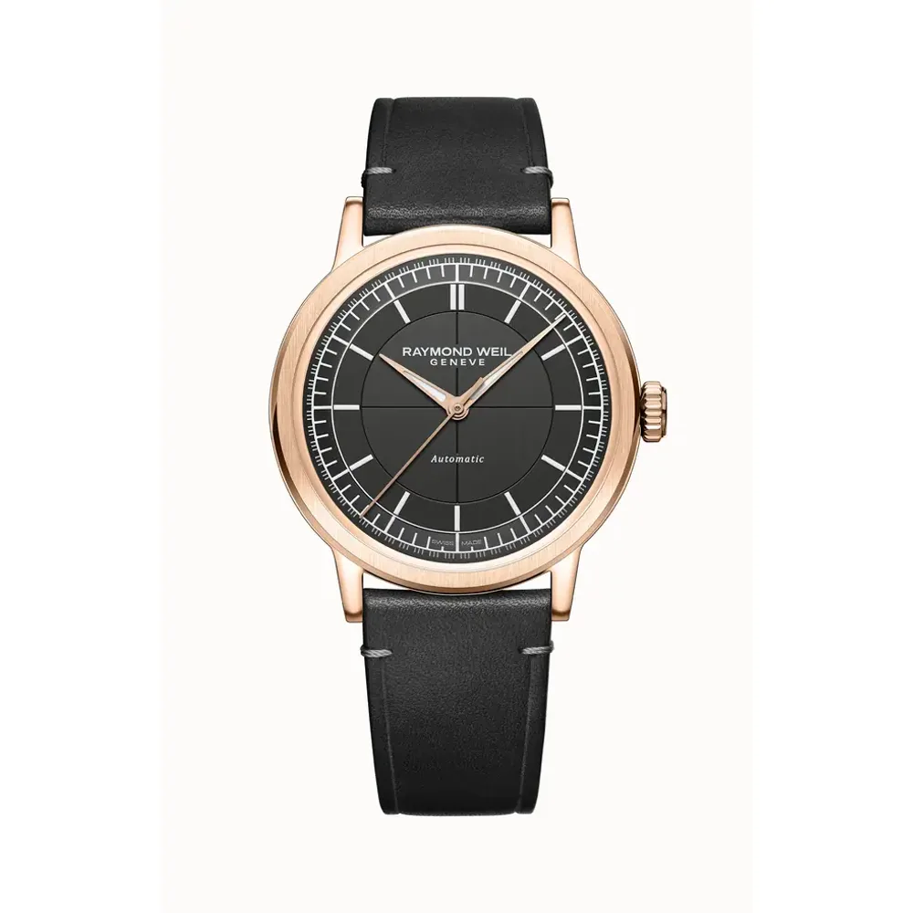 Raymond Weil Millesime Men's Automatic Grey dial, Grey Leather Strap Watch, 39 mm