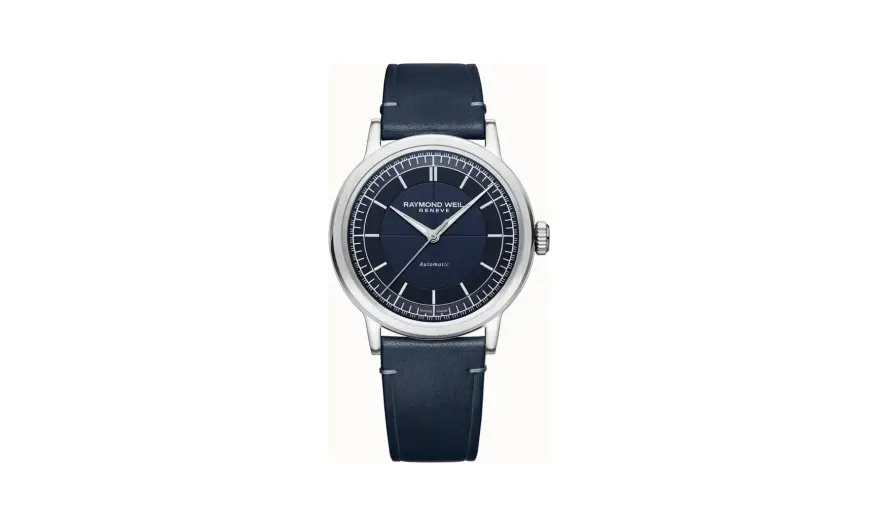 Raymond Weil Millesime Men's Automatic Blue Leather Strap Watch, 39 mm
