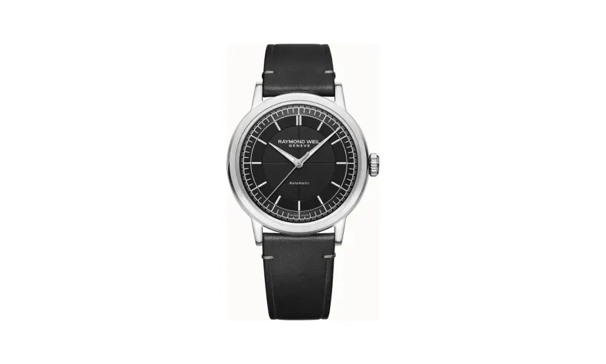 Raymond Weil Millesime Men's Automatic Black Leather Strap Watch, 39 mm