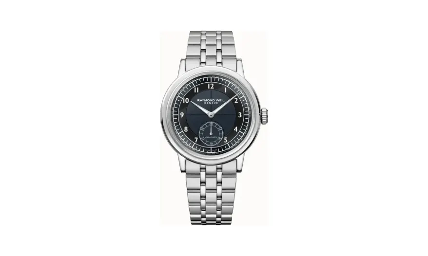Raymond Weil Millesime Men's Automatic Small Seconds Tuxedo Midnight Blue and Black Dial Bracelet Watch, 39 mm