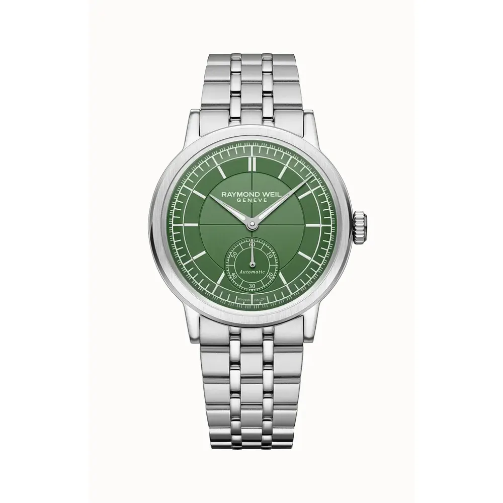Raymond Weil Millesime Men's Automatic Small Seconds Watch, 39 mm, 39 mm, green dial