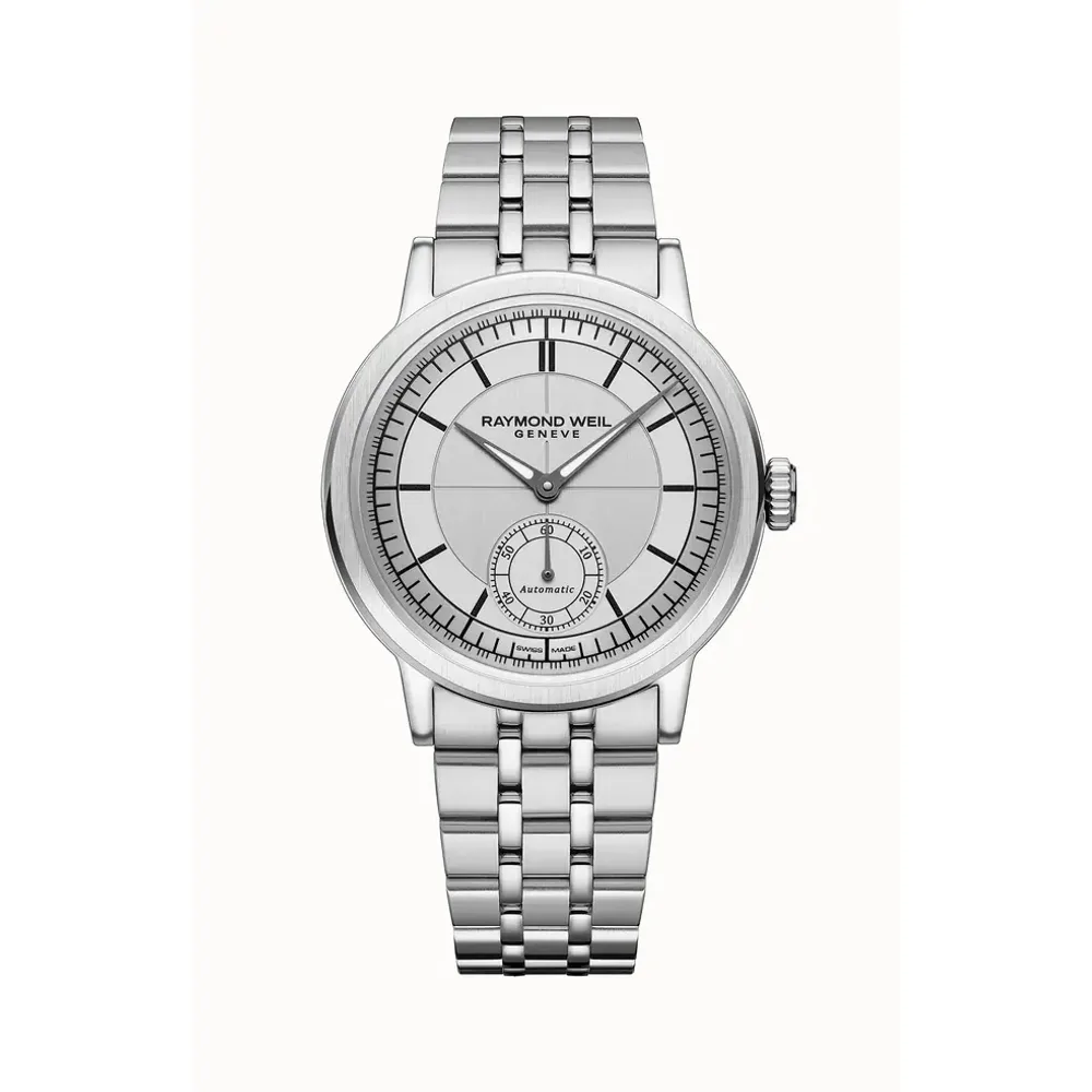 Raymond Weil Millesime Men's Automatic Small Seconds Silver Sector Dial Bracelet Watch, 39 mm