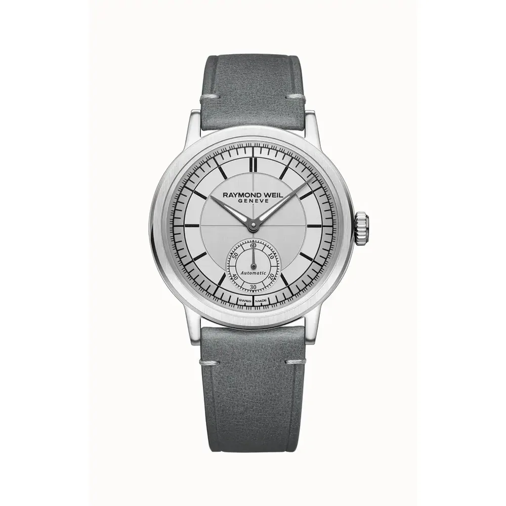 Raymond Weil Millesime Men's Automatic Small Seconds Watch, 39 mm, 39 mm, silver dial