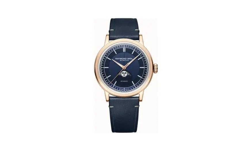 Raymond Weil Millesime Automatic Moon Phase Midnight Blue Dial Watch, 39 mm