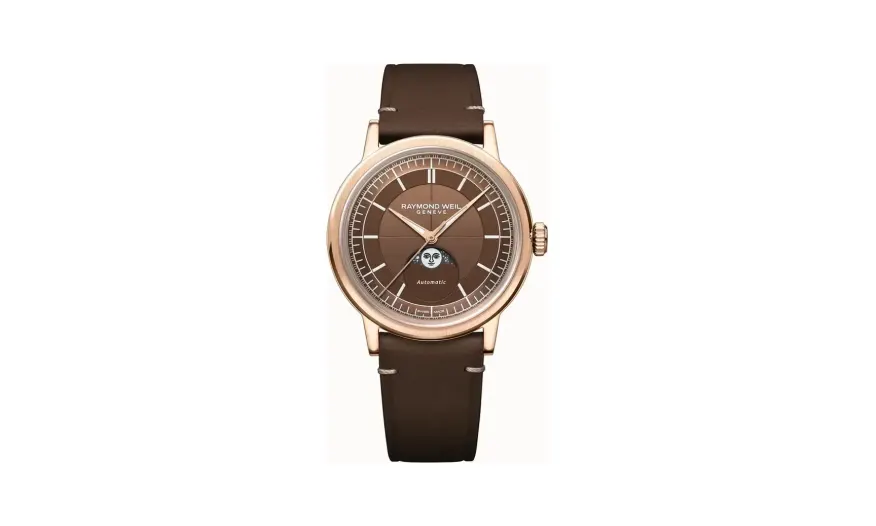 Raymond Weil Millesime Automatic Moon Phase Brown Dial Watch, 39 mm