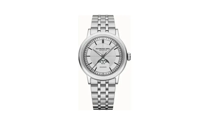 Raymond Weil Millesime Automatic Moon Phase Silver Dial Watch, 39 mm