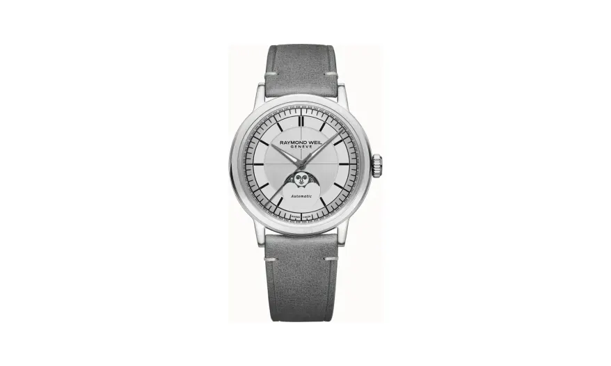 Raymond Weil Millesime Automatic Moon Phase Silver Dial Watch, 39 mm