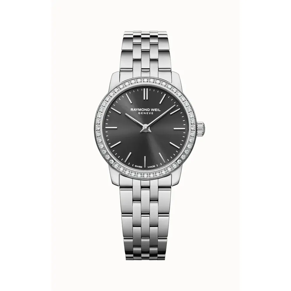 Raymond Weil Toccata Ladies Classic Diamond Stainless Steel Black Dial Quartz Watch, 24 mm