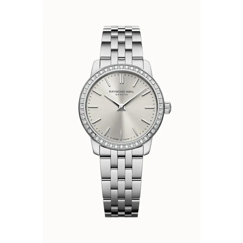 Raymond Weil Toccata Ladies Classic Diamond Stainless Steel Old Silver Dial Quartz Watch, 24 mm