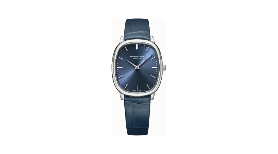 Raymond Weil Toccata Heritage Blue Dial Blue Leather Strap Quartz Watch, 31 x 36 mm