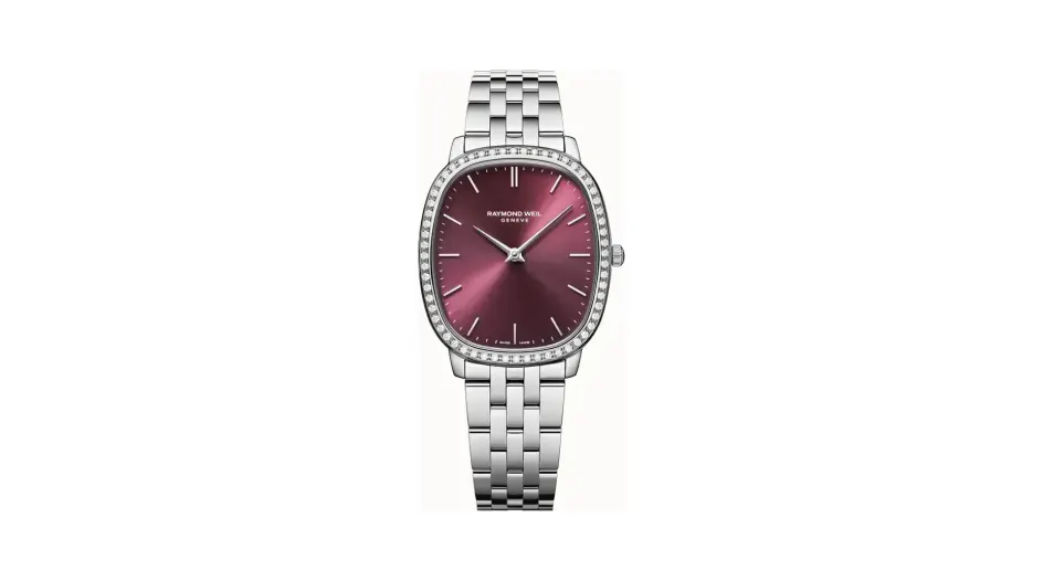 Raymond Weil Toccata Heritage Red Grape Dial Quartz Diamonds Bracelet Watch, 31 x 36 mm