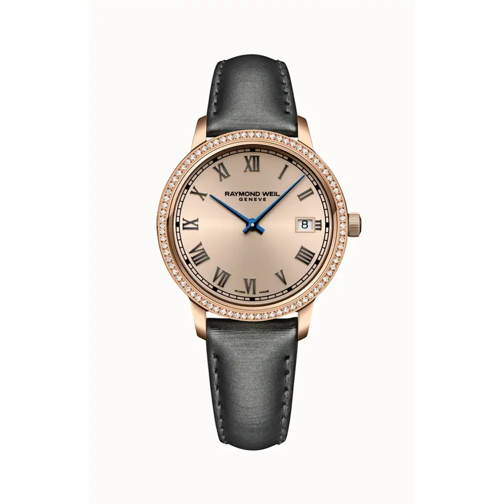 Raymond Weil Toccata Ladies 80 Diamonds Grey Satin Quartz Watch, 34 mm