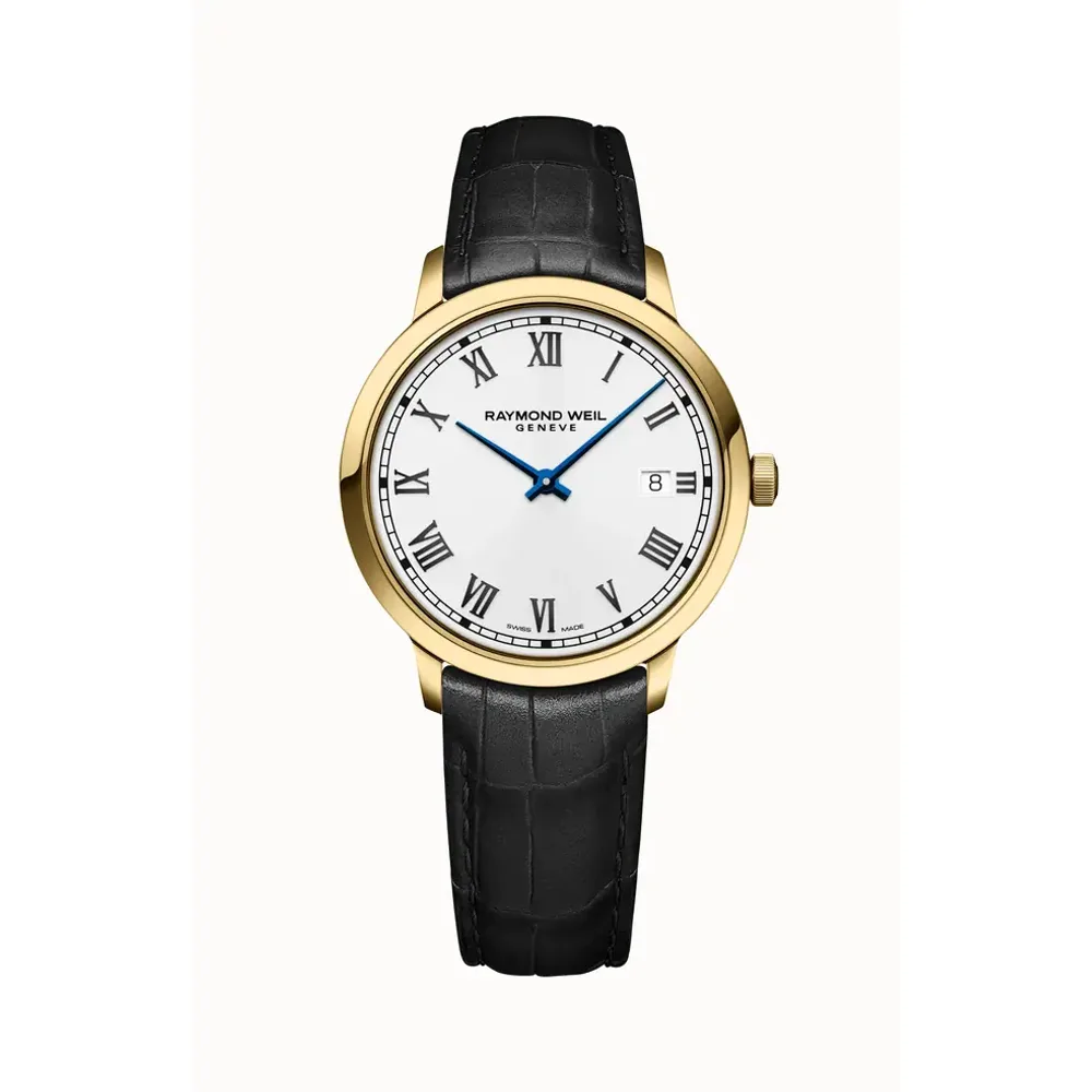Raymond Weil Toccata Men's Classic Gold PVD Leather Quartz Watch, 39 mm