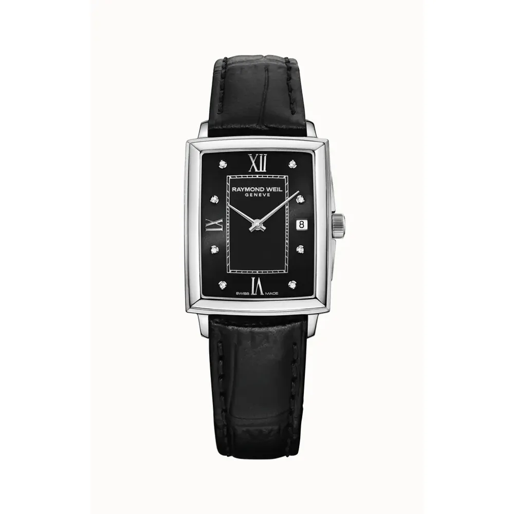 Raymond Weil Toccata Ladies Black Dial Diamond Quartz Watch, 22 x 28 mm