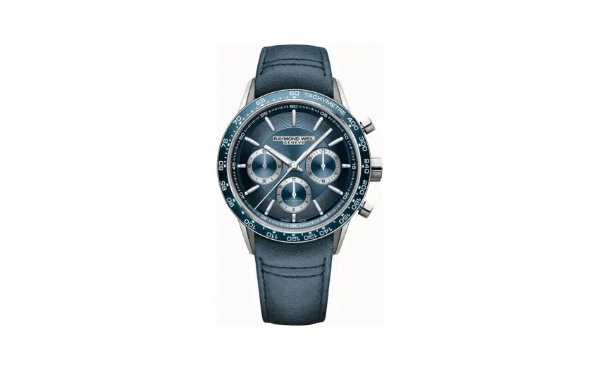 Raymond Weil Freelancer Men's Automatic Chronograph Blue Leather Watch, 43 mm