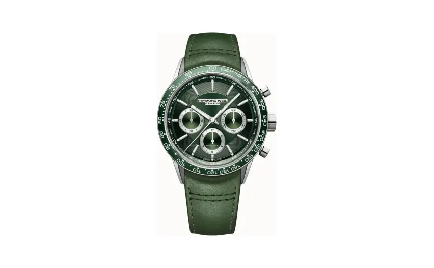 Raymond Weil Freelancer Men's Automatic Chronograph Green Leather Watch, 43 mm