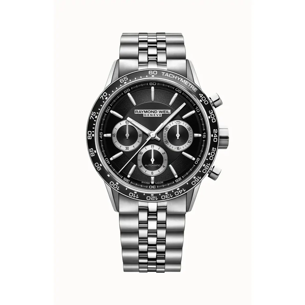 Raymond Weil Freelancer Men's Automatic Chronograph Bracelet Watch, 43 mm, 43 mm, black dial