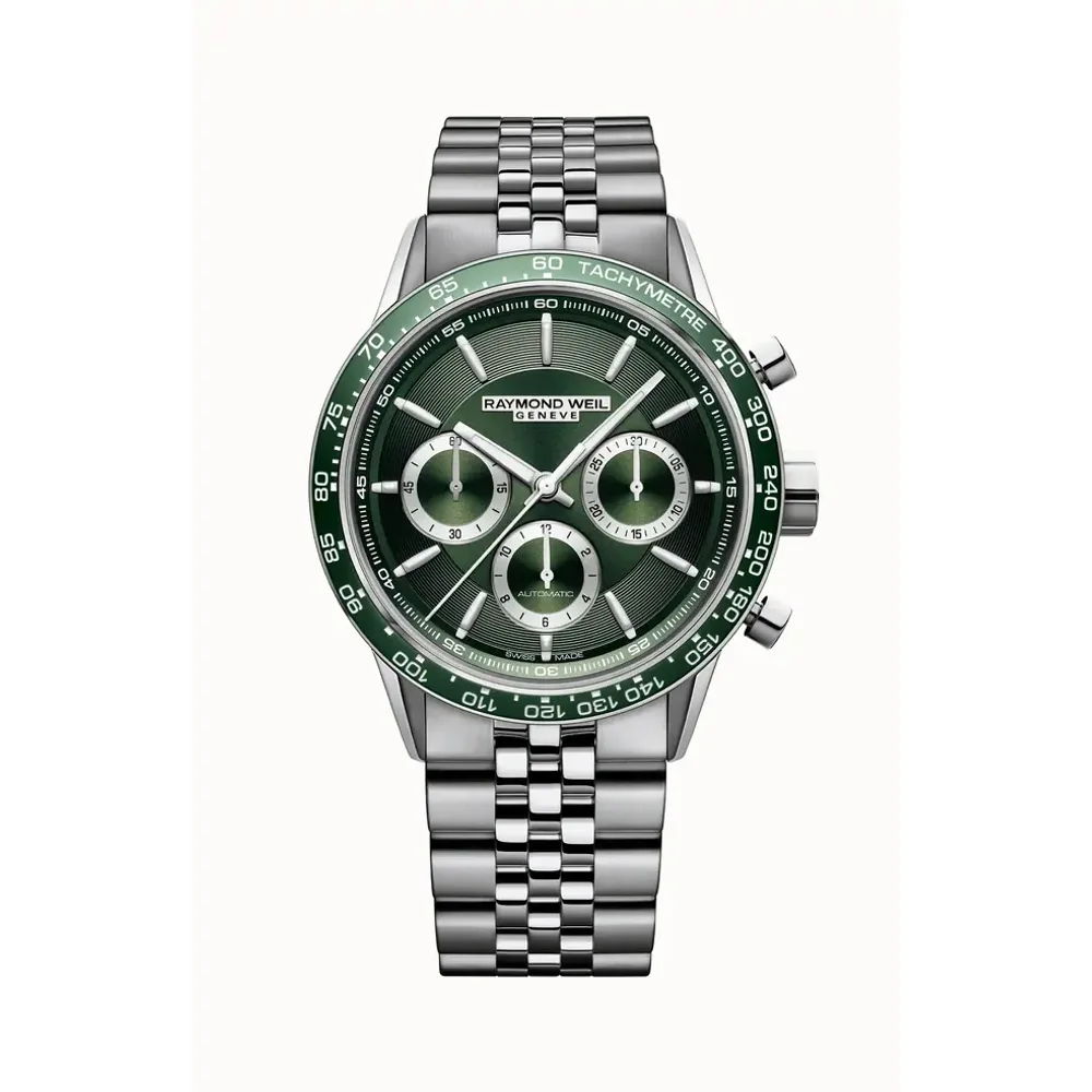 Raymond Weil Freelancer Men's Automatic Chronograph Bracelet Watch, 43 mm, 43 mm, green dial