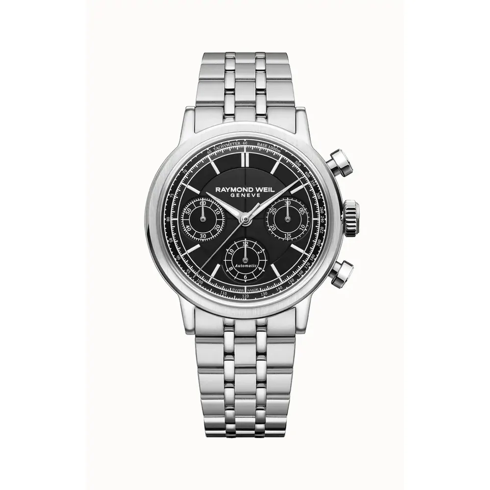Raymond Weil Millesime Automatic Chronograph Black Dial Watch, 39 mm