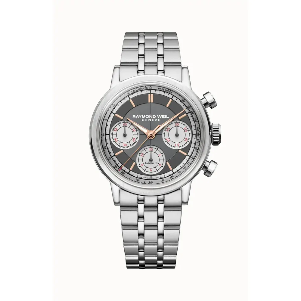 Raymond Weil Millesime Automatic Tri-Compax Chronograph Anthracite Sector Dial Watch, 39 mm