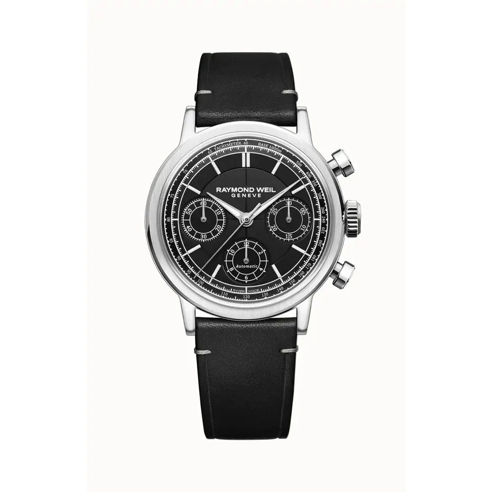 Raymond Weil Millesime Automatic Chronograph Black Dial Watch, 39 mm