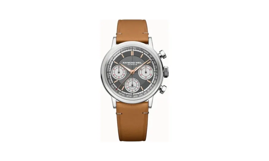 Raymond Weil Millesime Automatic Tri-Compax Chronograph Leather Strap Watch, 39 mm
