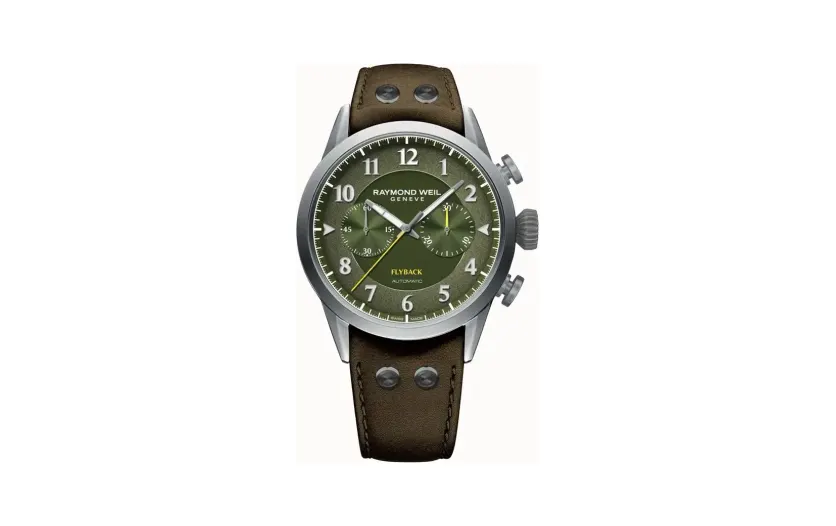 Raymond Weil Freelancer Men's Pilot Flyback Chronograph Leather Automatic Watch, 42 mm