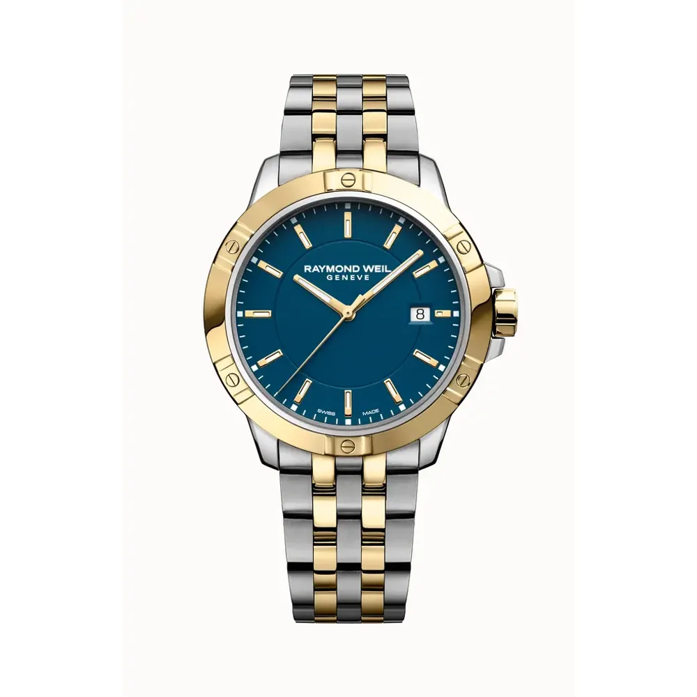 Raymond Weil Tango Classic Men's Quartz Two-Tone Bracelet Watch, 41mm, 41 mm, blue dial