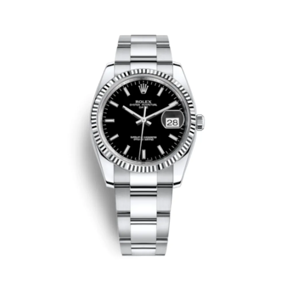 Rolex Oyster Perpetual Date 34 Stainless Steel Fluted / Oyster / Black