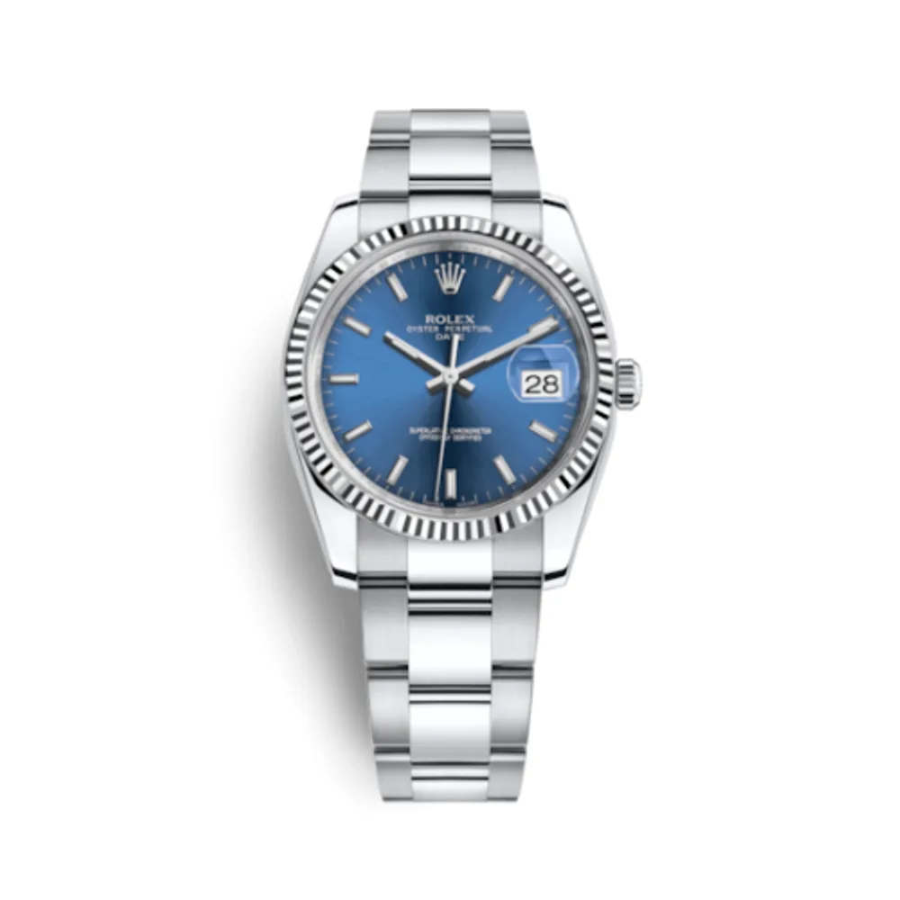 Rolex Oyster Perpetual Date 34 Stainless Steel Fluted / Oyster / Blue