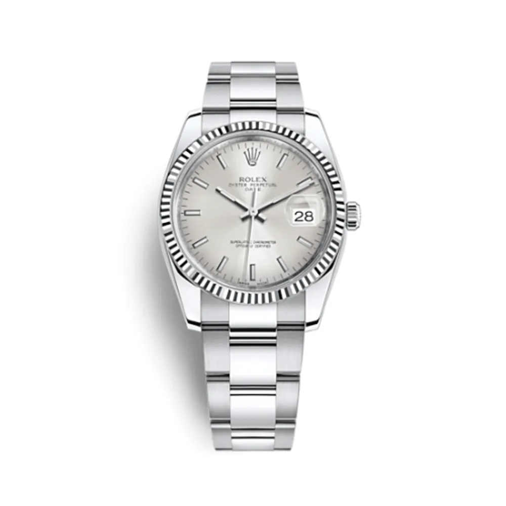 Rolex Oyster Perpetual Date 34 Stainless Steel Fluted / Oyster / Silver