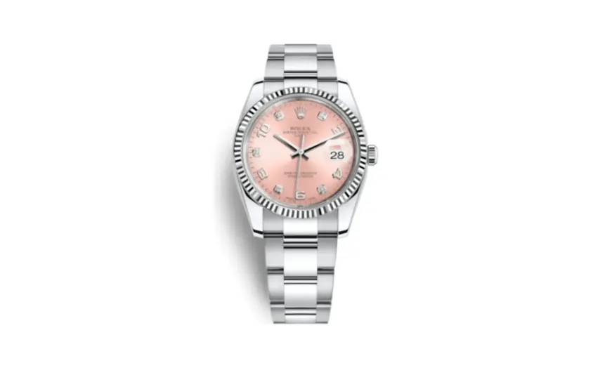 Rolex Oyster Perpetual Date 34 Stainless Steel Fluted / Oyster / Pink Arabic