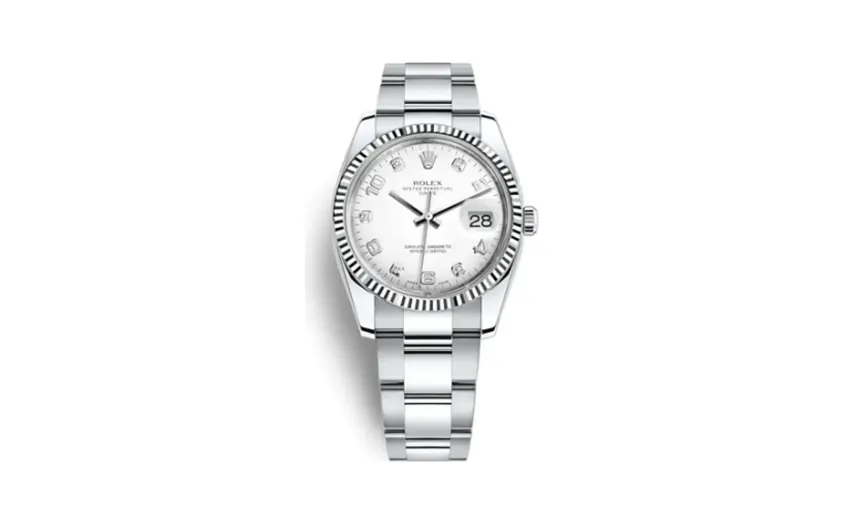 Rolex Oyster Perpetual Date 34 Stainless Steel Fluted / Oyster / White Arabic