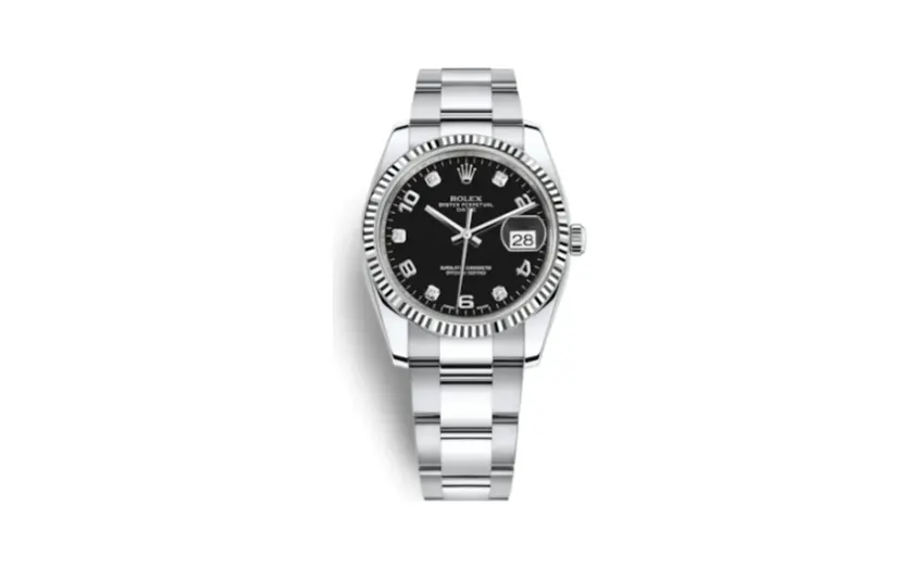 Rolex Oyster Perpetual Date 34 Stainless Steel Fluted / Oyster / Black Arabic