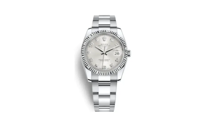 Rolex Oyster Perpetual Date 34 Stainless Steel Fluted / Oyster / Silver Arabic