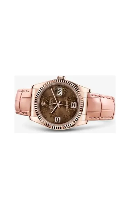 Rolex Datejust 36 Everose Strap Chocolate Floral
