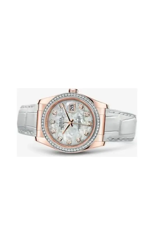 Rolex Datejust 36 Everose Strap White Mother of Pearl Diamonds