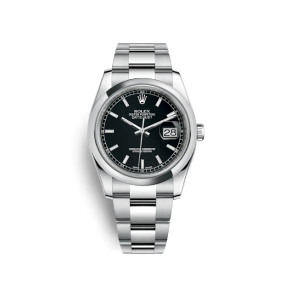 Rolex Datejust 36 Stainless Steel Domed / Oyster / Black