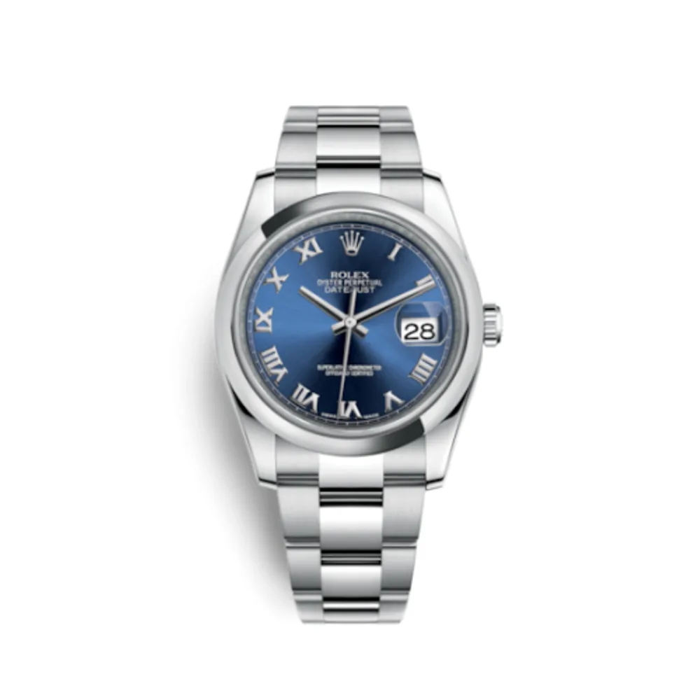 Rolex Datejust 36 Stainless Steel Domed / Oyster / Blue Roman