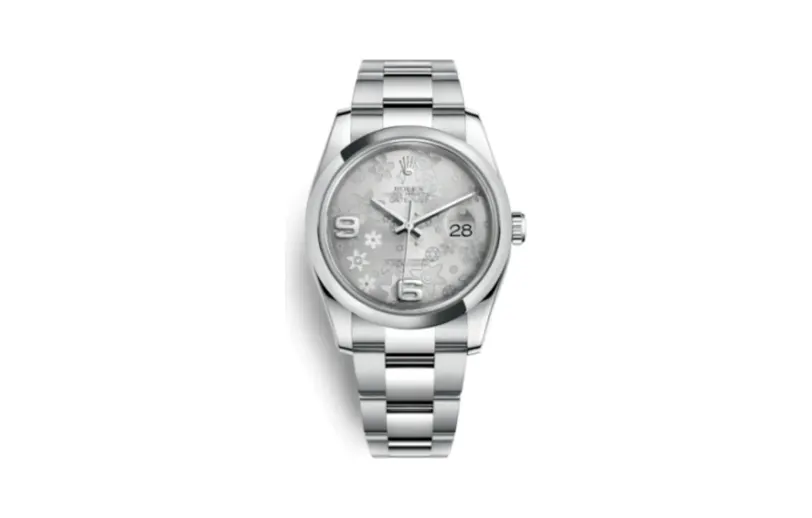 Rolex Datejust 36 Stainless Steel Domed / Oyster / Silver Floral