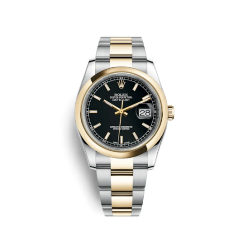 Rolex Datejust 36 Rolesor Yellow Domed / Oyster / Black