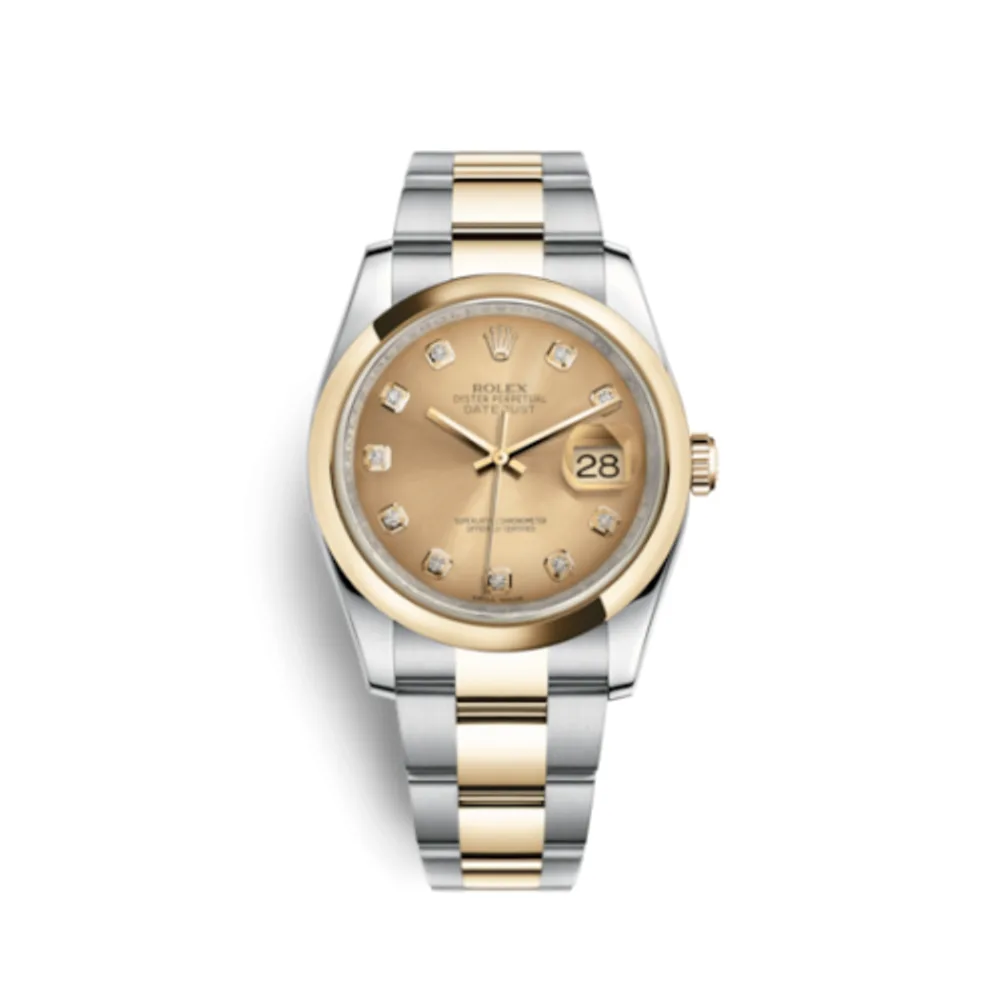 Rolex Datejust 36 Rolesor Yellow Domed / Oyster / Champagne Diamonds