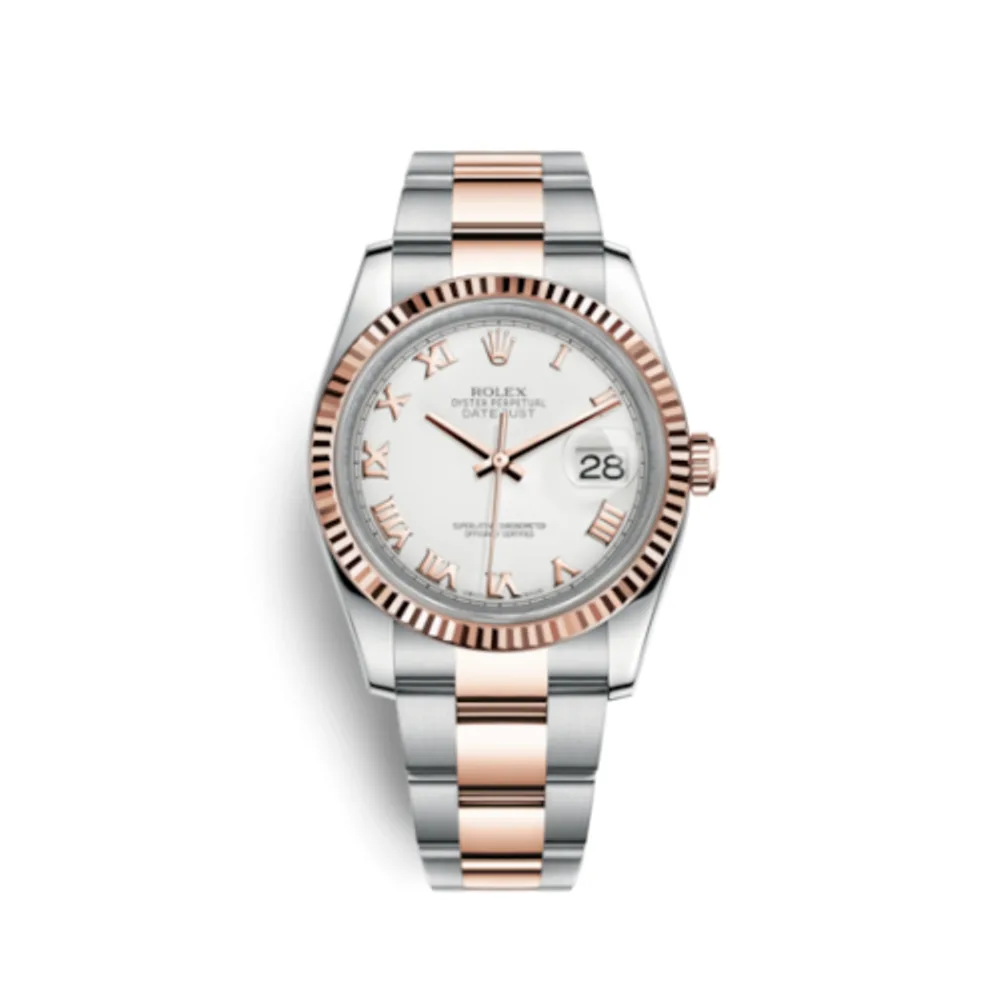 Rolex Datejust 36 Rolesor Everose Fluted / Oyster / White Roman