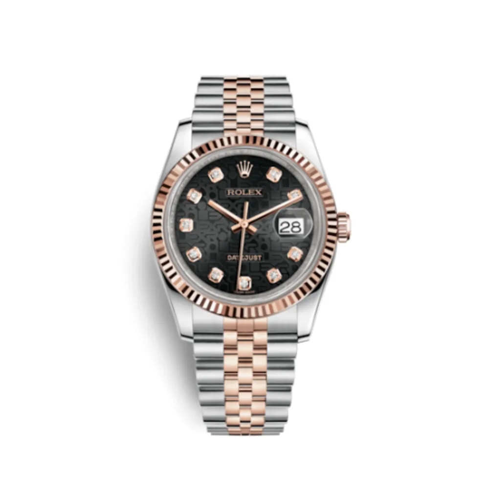 Rolex Datejust 36 Rolesor Everose Fluted / Jubilee / Black Computer
