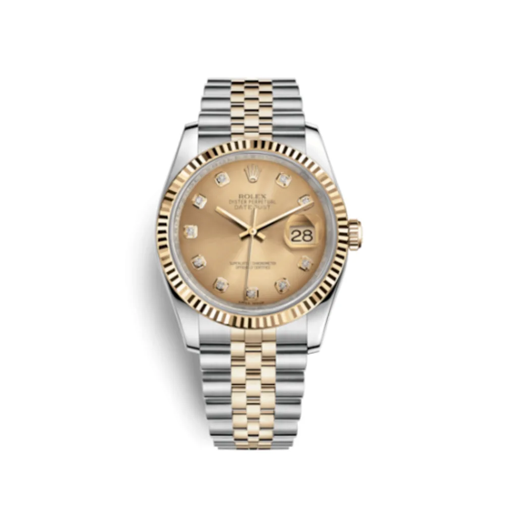 Rolex Datejust 36 Rolesor Yellow Fluted / Jubilee / Champagne Diamonds