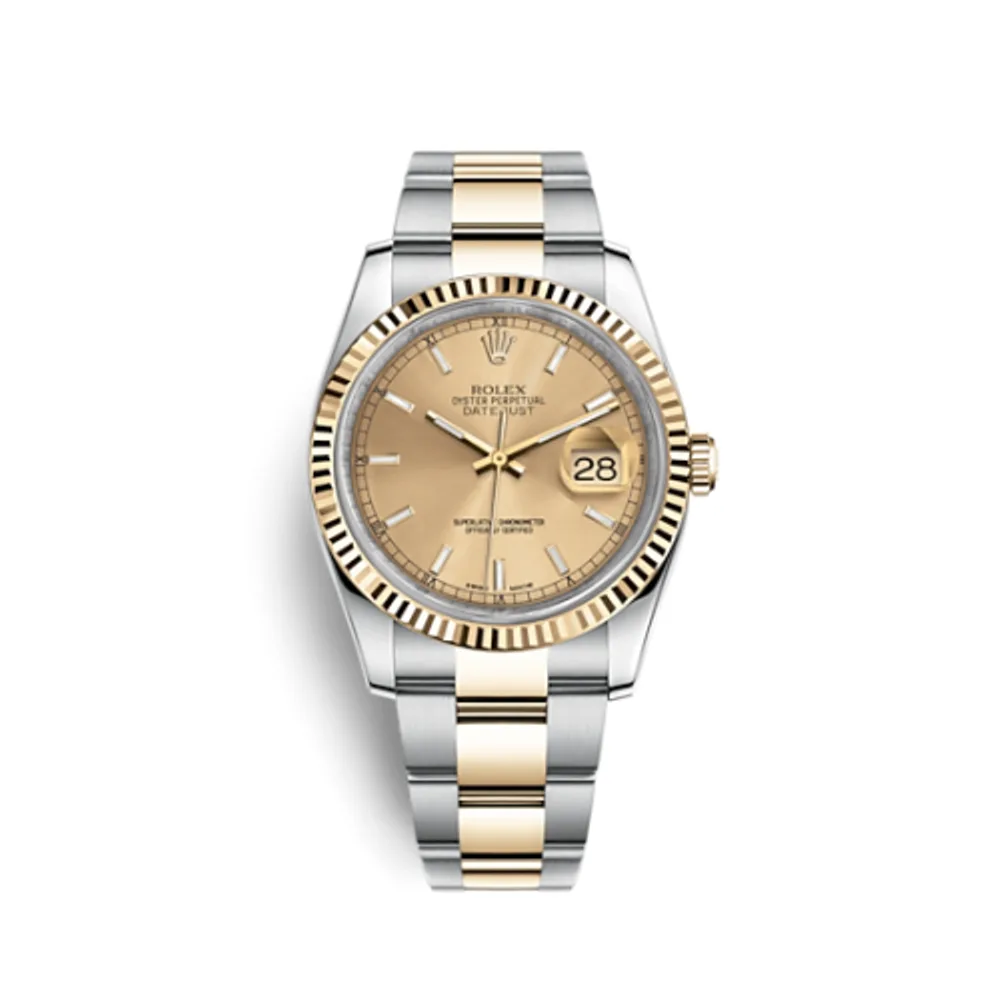 Rolex Datejust 36 Rolesor Yellow Fluted / Oyster / Champagne