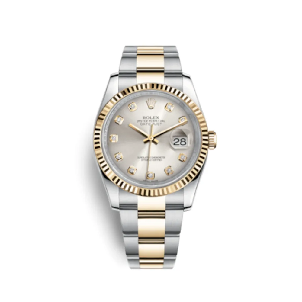 Rolex Datejust 36 Rolesor Yellow Fluted / Oyster / Silver Diamonds