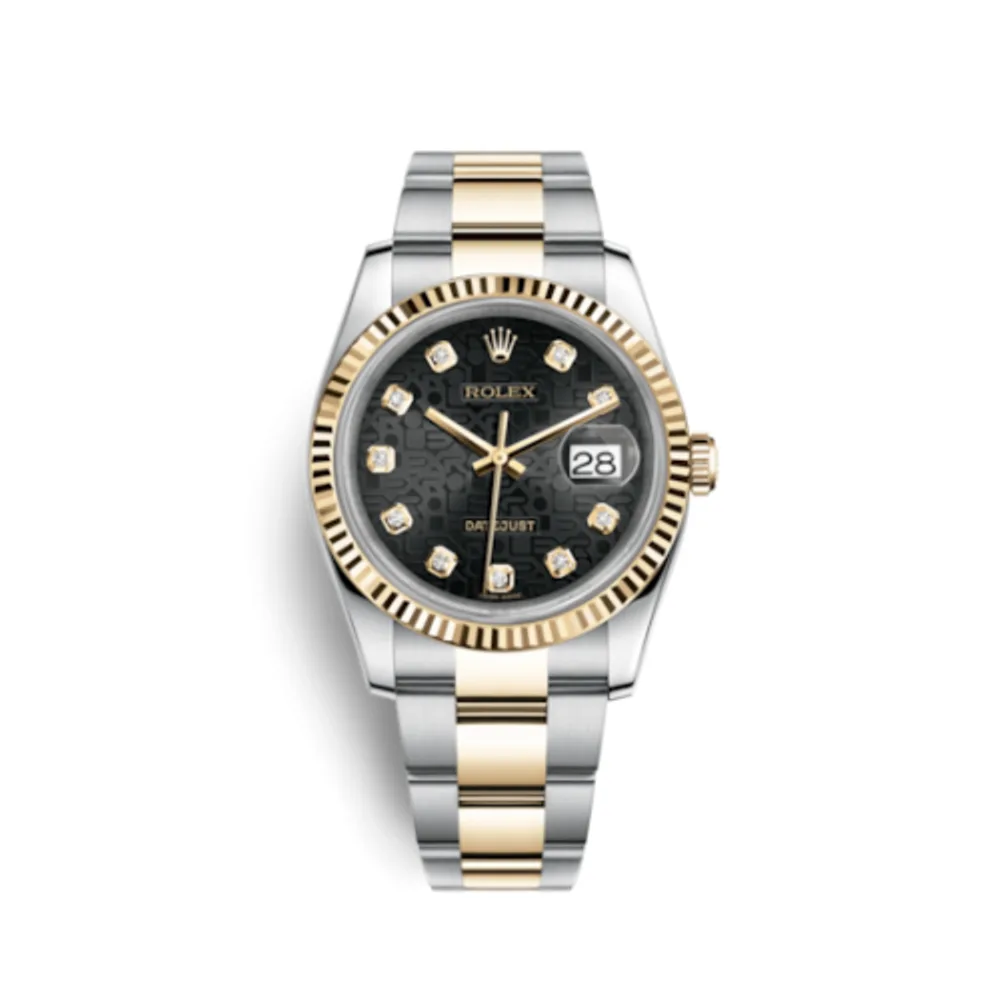 Rolex Datejust 36 Rolesor Yellow Fluted / Oyster / Black Computer